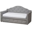 Baxton Studio Emilie Contemporary Tufted Fabric Daybed with Trundle in Gray