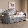 Baxton Studio Emilie Contemporary Tufted Fabric Daybed with Trundle in Gray