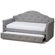 Baxton Studio Emilie Contemporary Tufted Fabric Daybed with Trundle in Gray