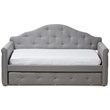 Baxton Studio Emilie Contemporary Tufted Fabric Daybed with Trundle in Gray