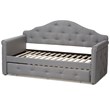 Baxton Studio Emilie Contemporary Tufted Fabric Daybed with Trundle in Gray