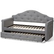 Baxton Studio Emilie Contemporary Tufted Fabric Daybed with Trundle in Gray
