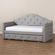 Baxton Studio Emilie Contemporary Tufted Fabric Daybed with Trundle in Gray