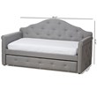 Baxton Studio Emilie Contemporary Tufted Fabric Daybed with Trundle in Gray