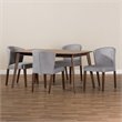 Baxton Studio Cassie 5 Piece Dining Set in Light Gray and Brown