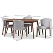 Baxton Studio Cassie 5 Piece Dining Set in Light Gray and Brown