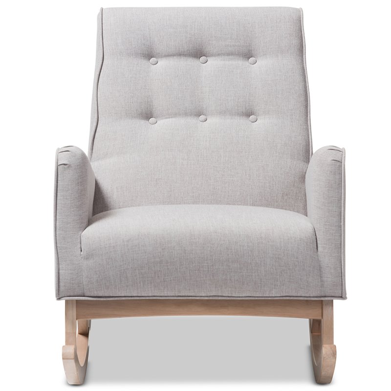 Baxton Studio Marlena Tufted Rocker in Grayish Beige