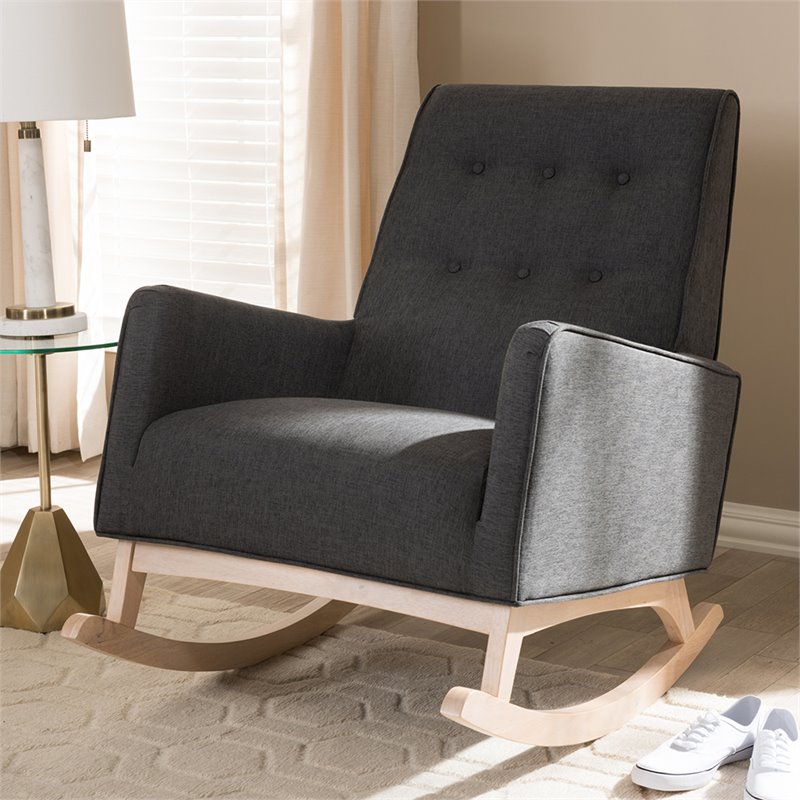 Baxton Studio Marlena Tufted Rocker in Dark Gray
