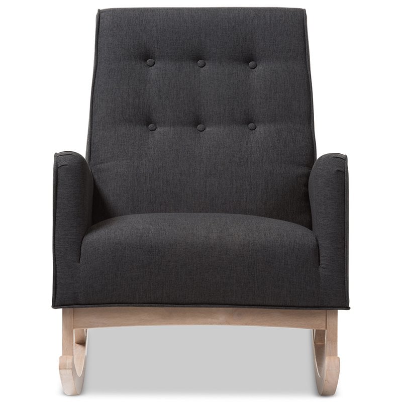 Baxton Studio Marlena Tufted Rocker in Dark Gray
