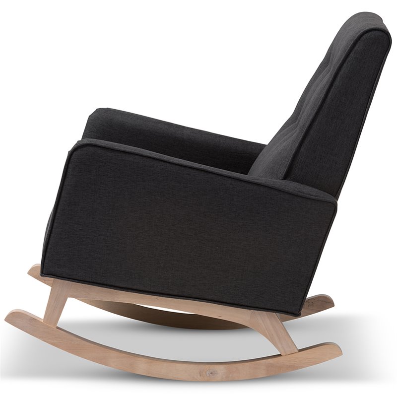 Baxton Studio Marlena Tufted Rocker in Dark Gray