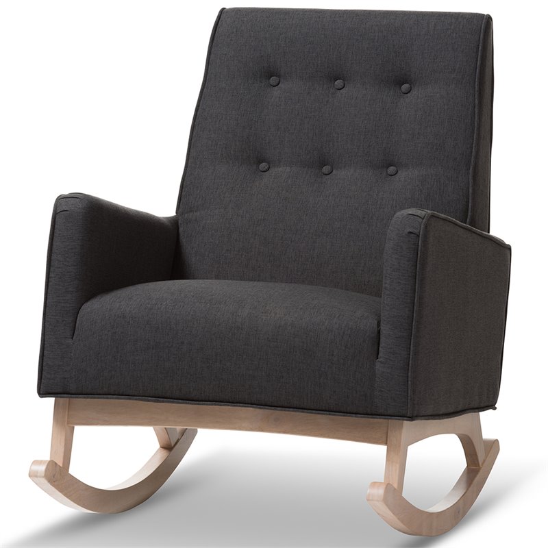 Baxton Studio Marlena Tufted Rocker in Dark Gray