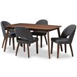 Baxton Studio Wesley 5 Piece Dining Set in Dark Gray and Walnut Brown
