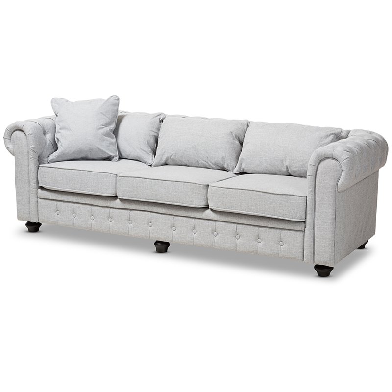 Baxton Studio Alaise Tufted Chesterfield Sofa In Gray