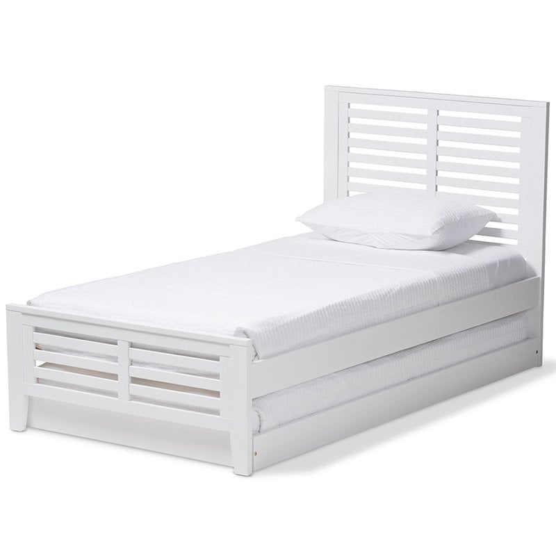 Baxton Studio Sedona Twin Slat Platform Bed with Trundle in White