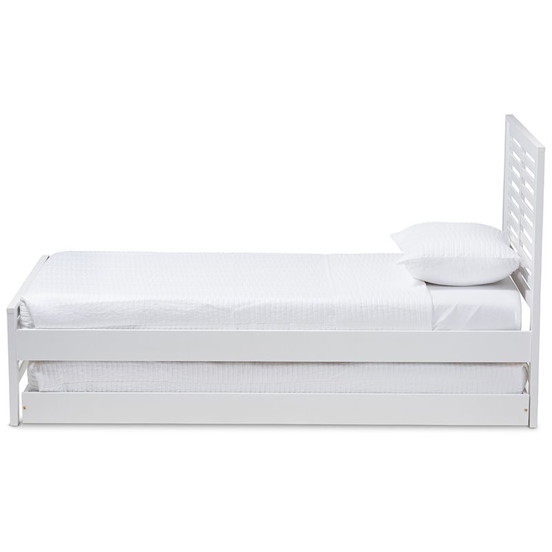 Baxton Studio Sedona Twin Slat Platform Bed with Trundle in White