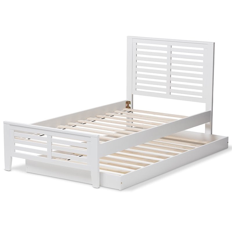 Baxton Studio Sedona Twin Slat Platform Bed with Trundle in White