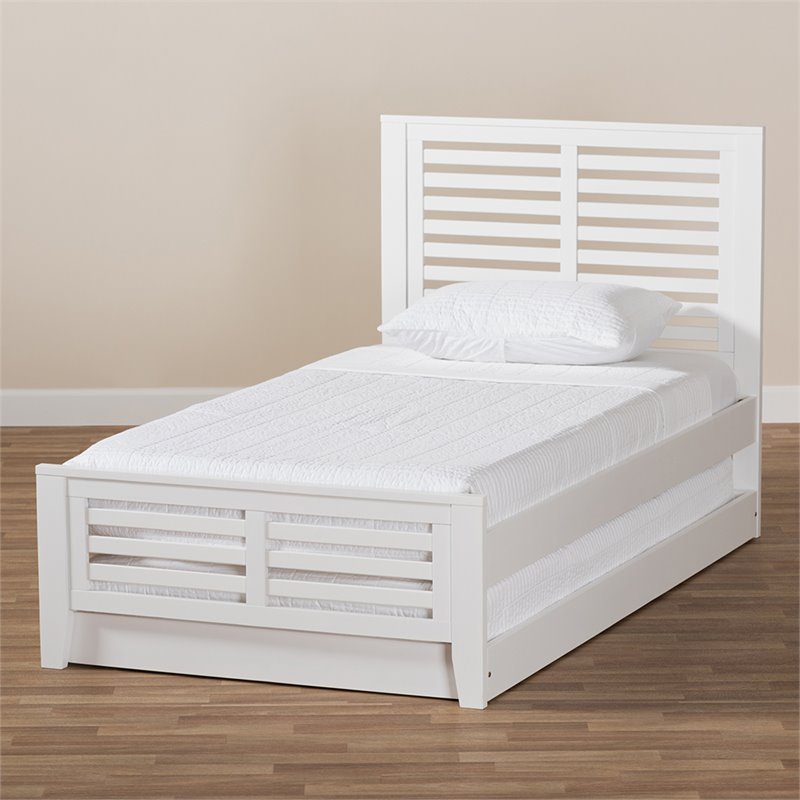 Baxton Studio Sedona Twin Slat Platform Bed with Trundle in White