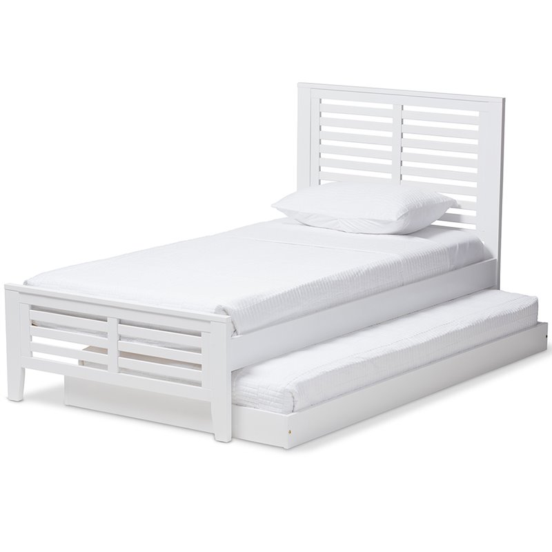 Baxton Studio Sedona Twin Slat Platform Bed with Trundle in White