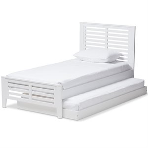 Baxton Studio Sedona Twin Slat Platform Bed with Trundle in White