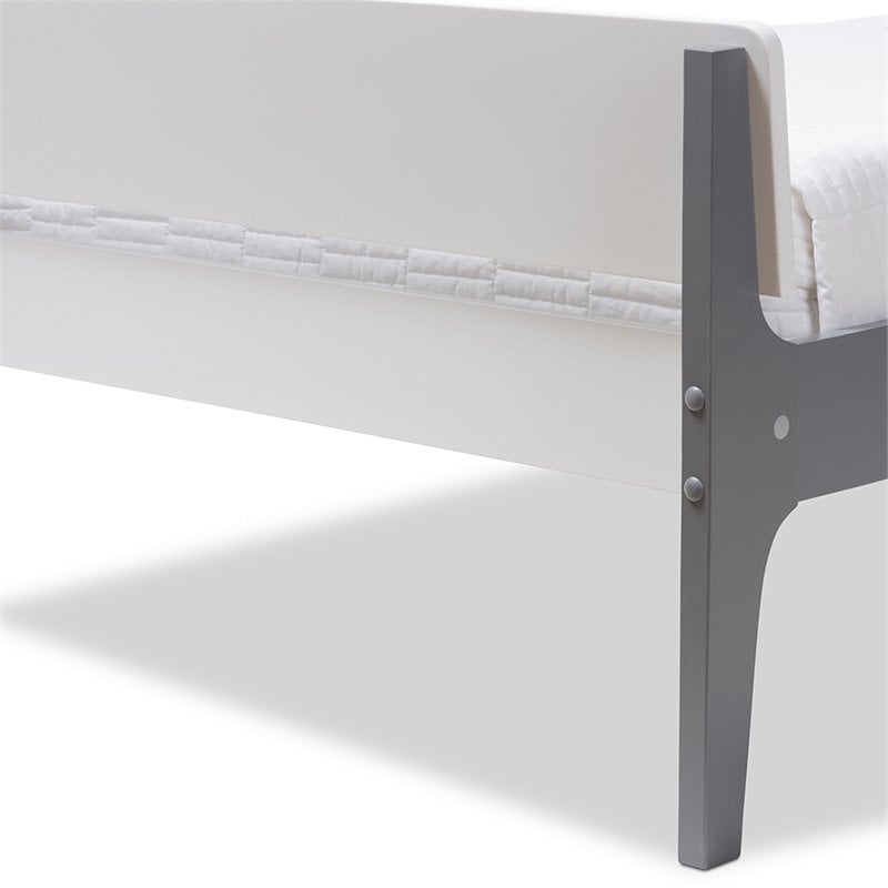 Baxton Studio Nereida Twin Slat Platform Bed in White and Gray