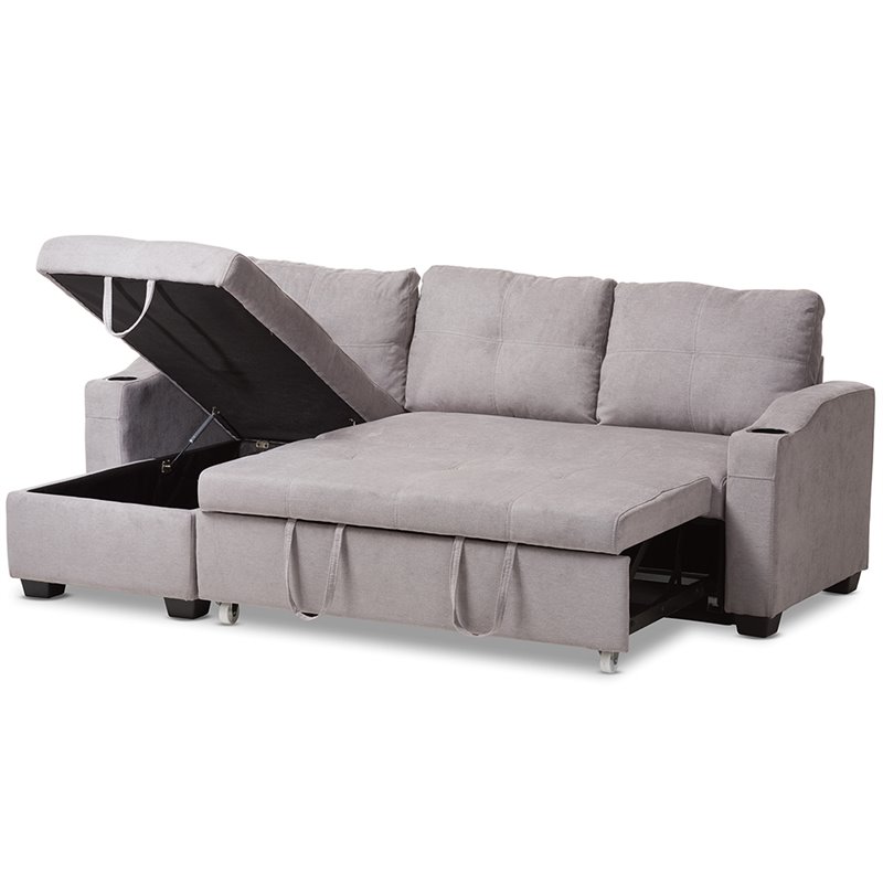 Baxton Studio Lianna Sleeper Sectional in Light Gray