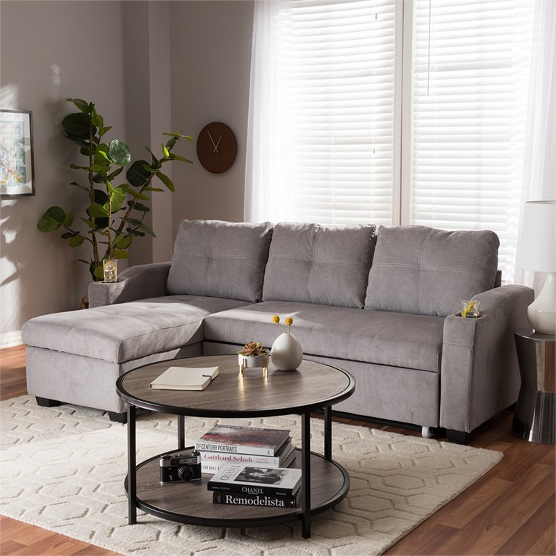 Baxton Studio Lianna Sleeper Sectional in Light Gray