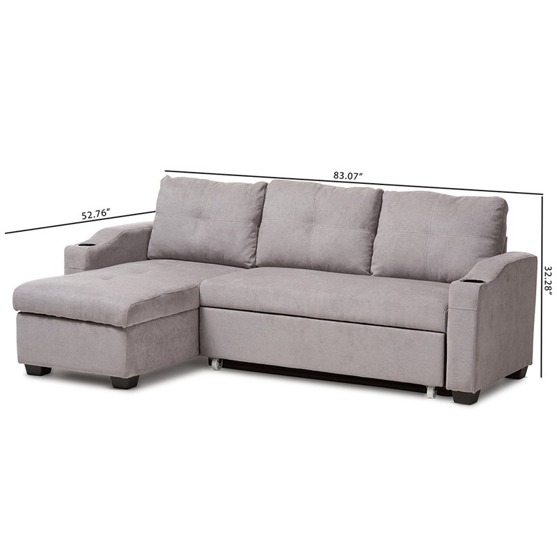 Baxton Studio Lianna Sleeper Sectional in Light Gray