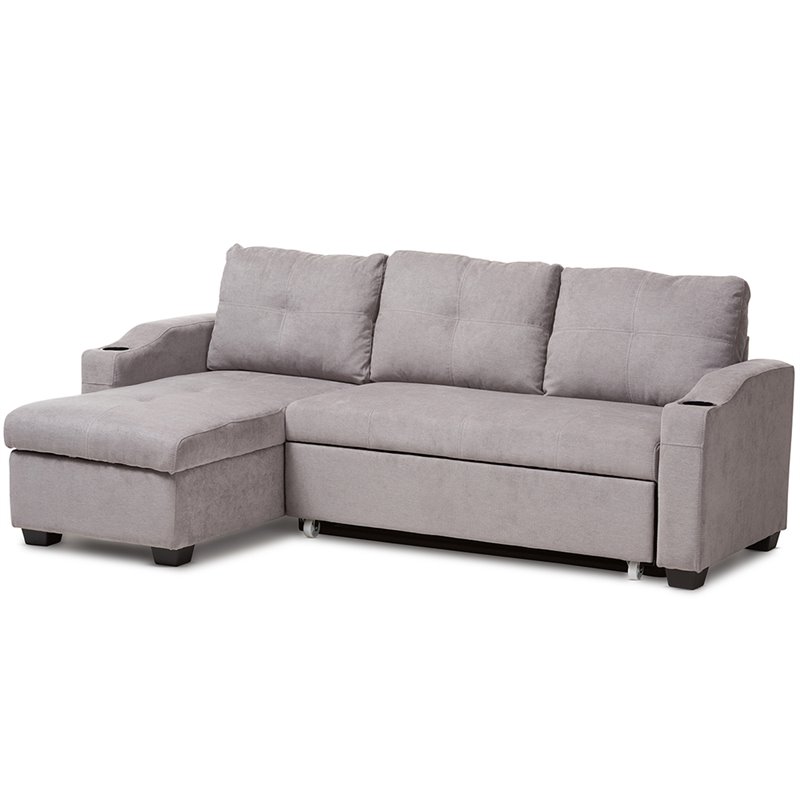 Baxton Studio Lianna Sleeper Sectional in Light Gray