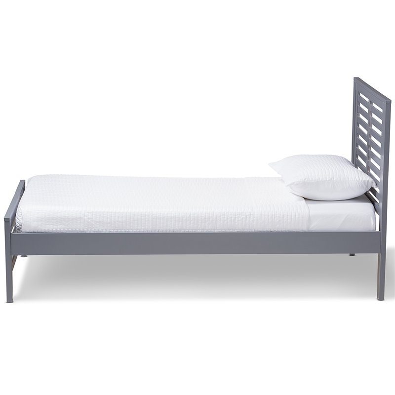 Baxton Studio Sedona Twin Slat Platform Bed in Gray