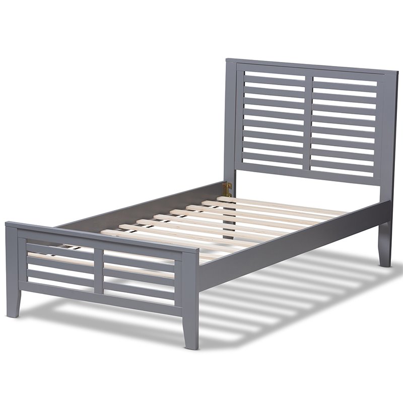 Baxton Studio Sedona Twin Slat Platform Bed in Gray