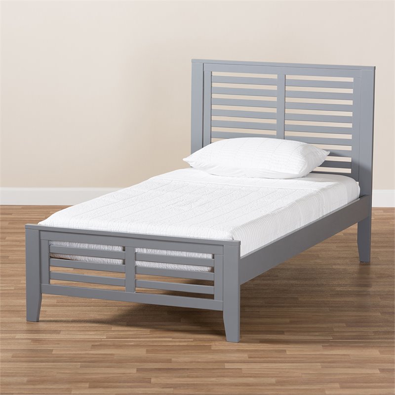 Baxton Studio Sedona Twin Slat Platform Bed in Gray