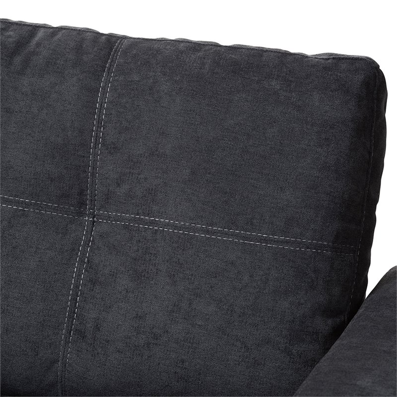Baxton Studio Lianna Sleeper Sectional in Dark Gray