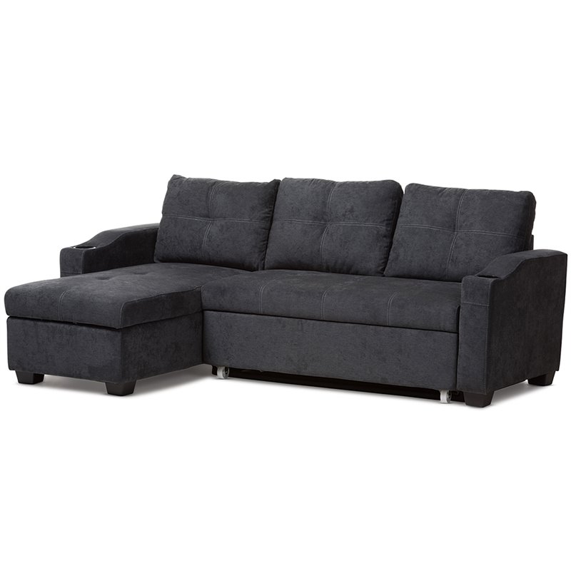 Baxton Studio Lianna Sleeper Sectional in Dark Gray