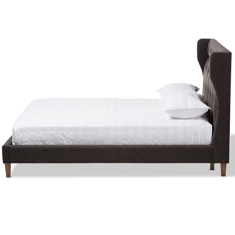 Baxton Studio Casper Tufted King Platform Bed in Charcoal Gray