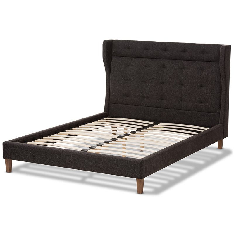 Baxton Studio Casper Tufted King Platform Bed in Charcoal Gray