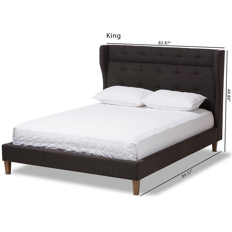 Baxton Studio Casper Tufted King Platform Bed in Charcoal Gray