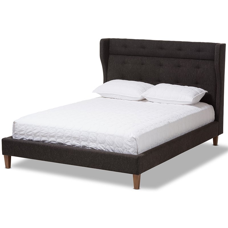 Baxton Studio Casper Tufted King Platform Bed in Charcoal Gray