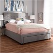 Baxton Studio Tibault Tufted Queen Storage Panel Bed in Gray