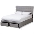 Baxton Studio Tibault Tufted Queen Storage Panel Bed in Gray
