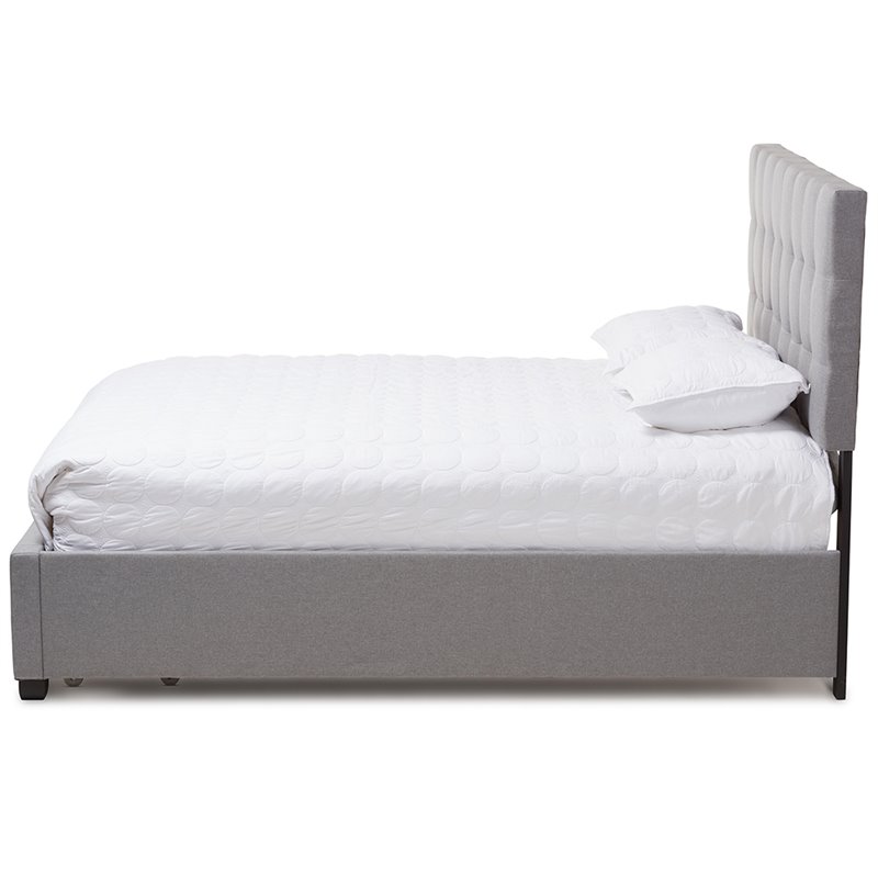Baxton Studio Tibault Tufted Queen Storage Panel Bed in Gray