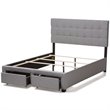 Baxton Studio Tibault Tufted Queen Storage Panel Bed in Gray