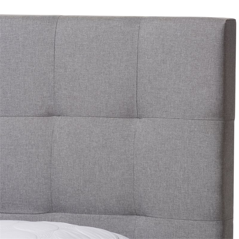 Baxton Studio Tibault Tufted Queen Storage Panel Bed in Gray