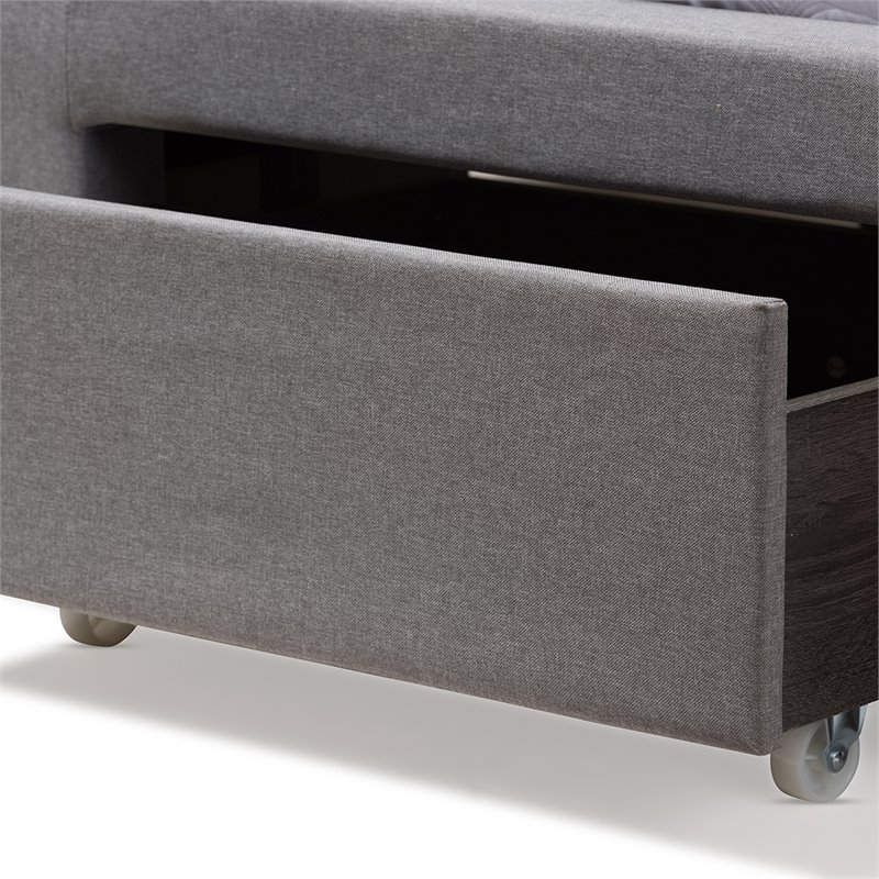 Baxton Studio Tibault Tufted Queen Storage Panel Bed in Gray