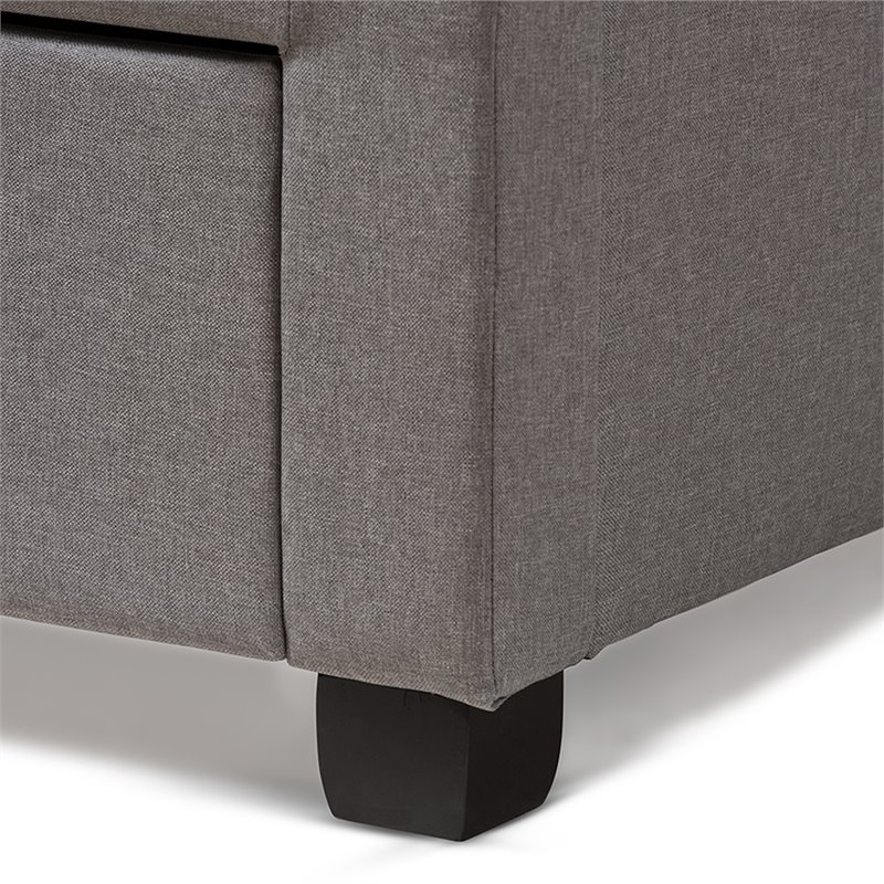 Baxton Studio Tibault Tufted Queen Storage Panel Bed in Gray