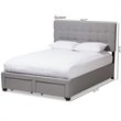 Baxton Studio Tibault Tufted Queen Storage Panel Bed in Gray