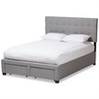Baxton Studio Tibault Tufted Queen Storage Panel Bed in Gray