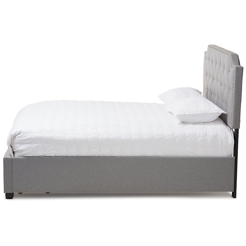 Baxton Studio Aubrianne Tufted Queen Storage Panel Bed in Gray