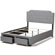 Baxton Studio Aubrianne Tufted Queen Storage Panel Bed in Gray