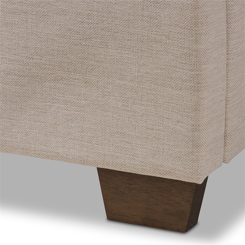 Baxton Studio Georgette Tufted Queen Panel Bed in Light Beige