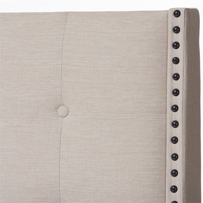 Baxton Studio Georgette Tufted King Panel Bed in Light Beige
